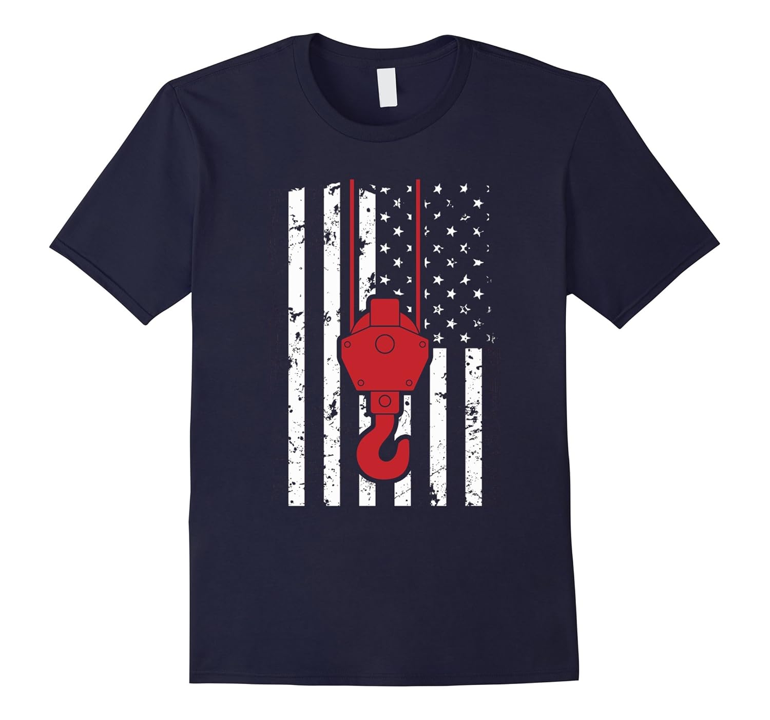 Crane Operator USA Flag America Patriotic T-Shirt-ANZ