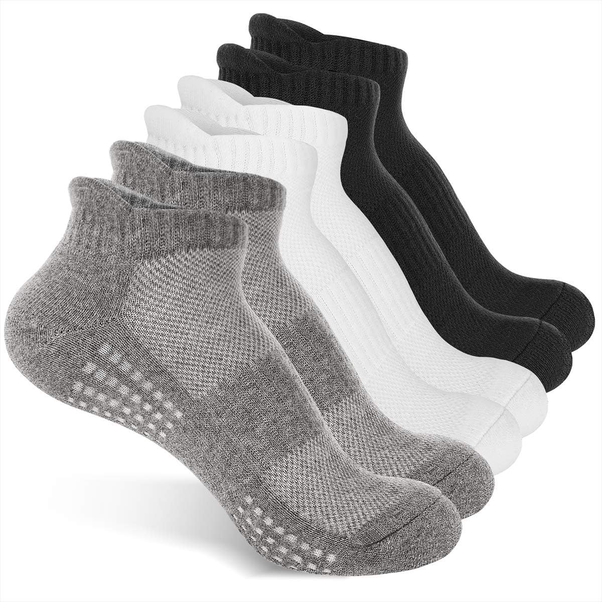 AUGOLA Running Socks 6 Pairs Cushioned Sports Socks Cotton Ankle Socks Trainer Socks for Men Women Ladies Low Cut Athletic Socks