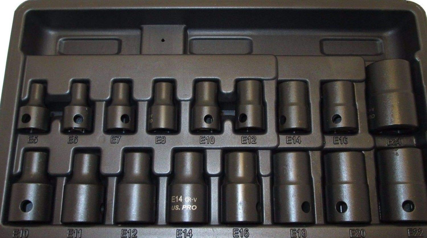 Us Pro 17PC 3/8'' 1/2'' DR Impact E-TORX External SOCKETS Female B1357