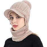 HUAMULAN Women Winter One Piece Beanie Hat Slouchy Fleece Balaclavas Face Mask Neck Scarf Set Earmuff Ski Snow Knit Hats