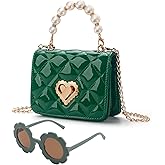 LJCTULY Baby Purse for Toddlers, Kids Heart Lock Purses with Glasses, Girls Purses for Kids 1-10, Toddler Bag Gift