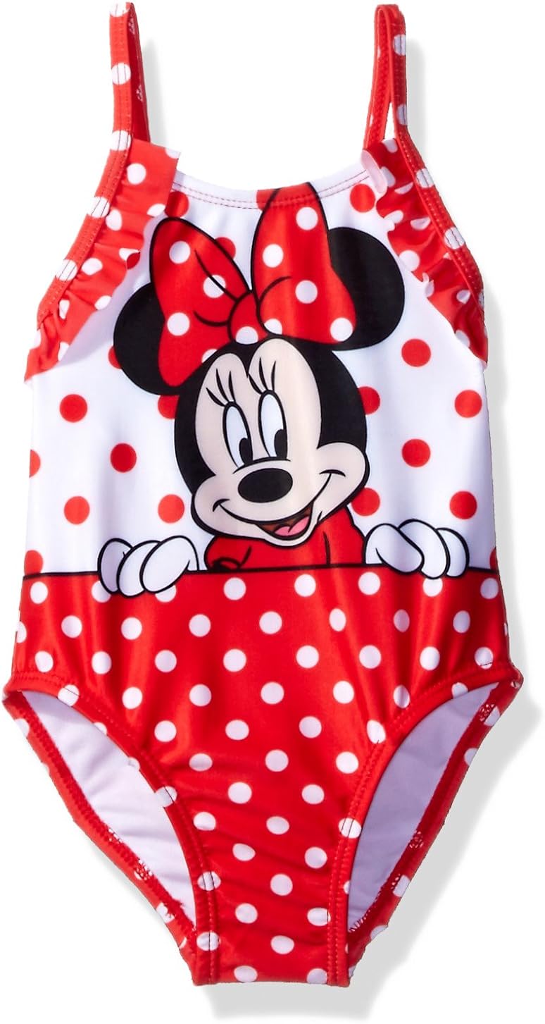 Disney Baby Little Girls' Minnie Mouse Infant Swimsuit, Red, 24M Clothing