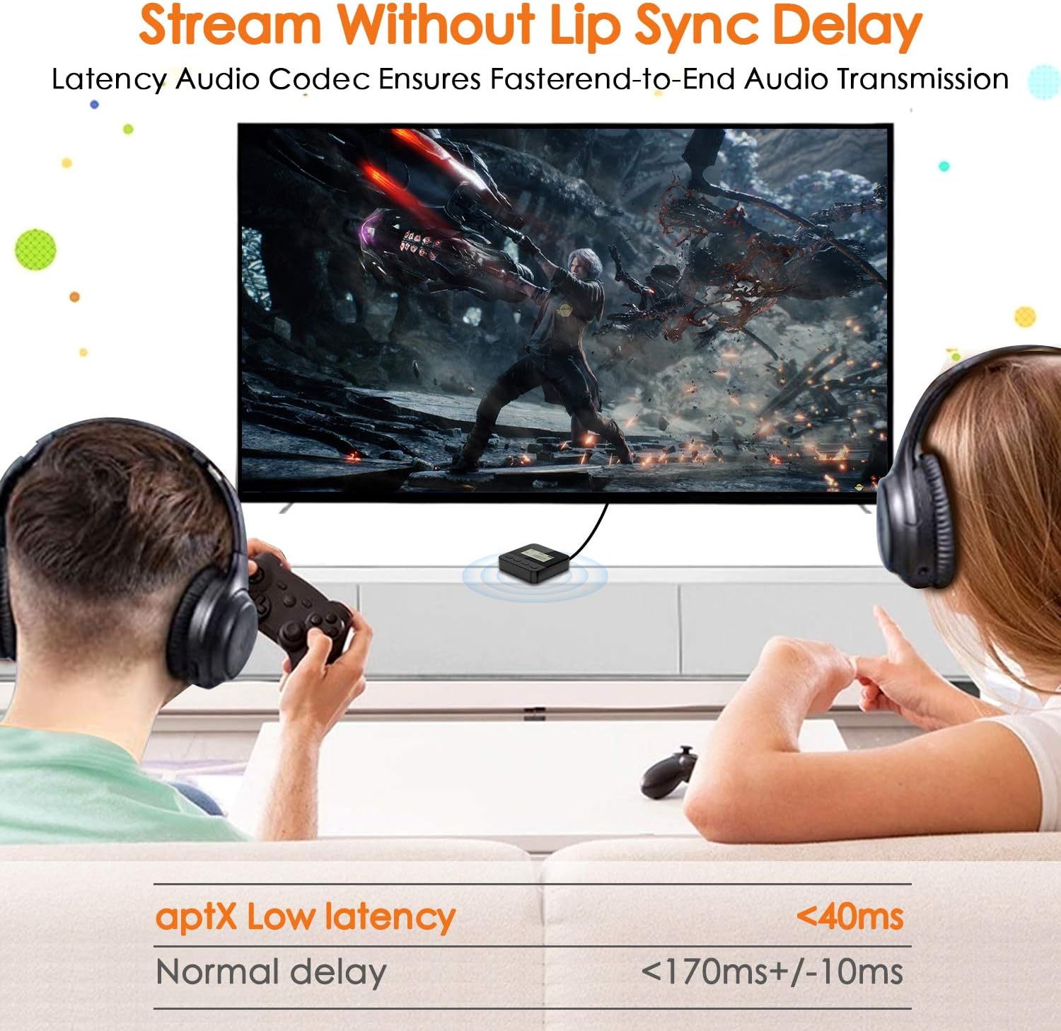 LED Bluetooth 5.0 Transmitter Receiver for TV, JTWEB Wireless Audio Adapter,22H Playtime,Dual Link, Low Latency,Optical TOSLINK 3.5mm AUX RCA for Home Stereo/Headphones/Car/PC,aptX LL & aptX HD: Home Audio & Theater
