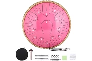 Musfunny Steel Tongue Drum 15 Notes: 12 Inch Steel Drums D Major with Drumsticks Bag Finger Cover - Handpan for Kid Adults Mu