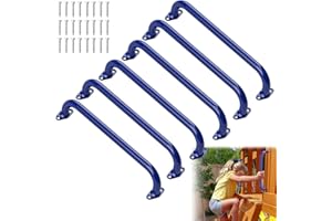 SUNSHINE FARMRE 17.3 Inch Safety Playground Handles Metal Kids Indoor Outdoor Climbing Monkey Bars Swing Set Accessories Grab Handle Playset Hand Grips for Playhouse, Treehouse, Jungle Gym (Dark Blue, 6 Pack)