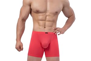 Men's Modal Long Leg Boxer Briefs Sexy Pouch Trunks Soft Bulge Shorts Under Panties for Men