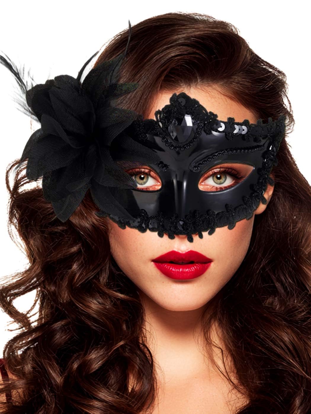 Photo 1 of *Minor Damage*
Zehope Flower Masquerade Masks Lace Venetian Mask Halloween Mardi Gras Party Costume for Women (Black)