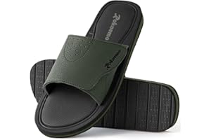 Roknemo Mens Slide Sandals Adjustable Athletic Casual Comfort Lightweight Open Toe Slides Sport Sandals with Memory Foam Soft Cushion Footbed