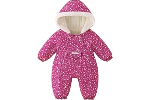 JiAmy Baby Snowsuit Newborn Printed Winter Clothes Outfit Infant Boys Grils Hooded Double Zippers Jumpsuit Onesie Coat