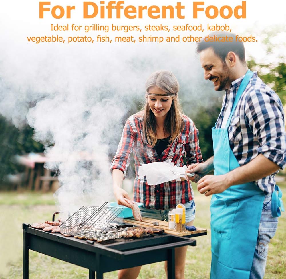 ORDORA Portable Fish Grill Basket, BBQ Grilling Basket for Outdoor Grill, Rustproof 304 Stainless Steel Grill Accessories, Heavy Duty Shrimp Grill Baskets, BBQ Tool for Steak, Potatoes, Chops, Kabob : Garden & Outdoor