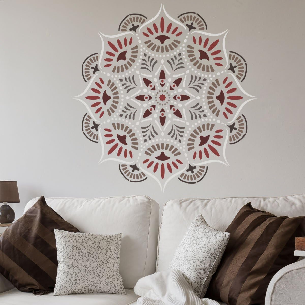 CraftStar Reflections Mandala Stencil - Reusable Medallion Motif Template, beige, 100 cm Extra Large - Image 4