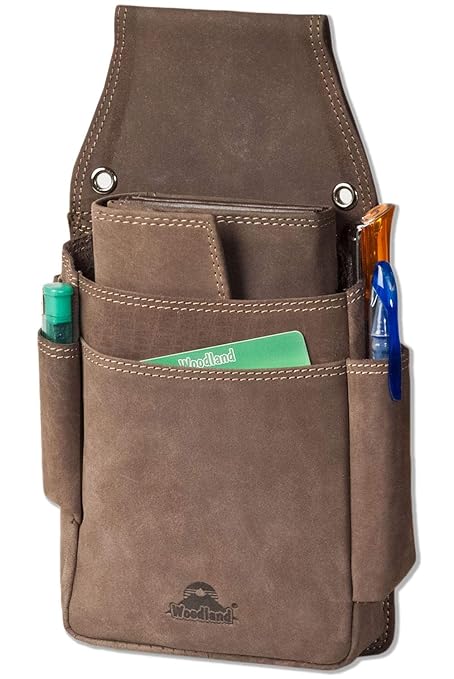Profi Kellner-Set | Kellnerbörse + Kellnertasche/Kellnerholster | Material: Echtes Büffelleder | Farbe: Braun/Dunkelbraun | h