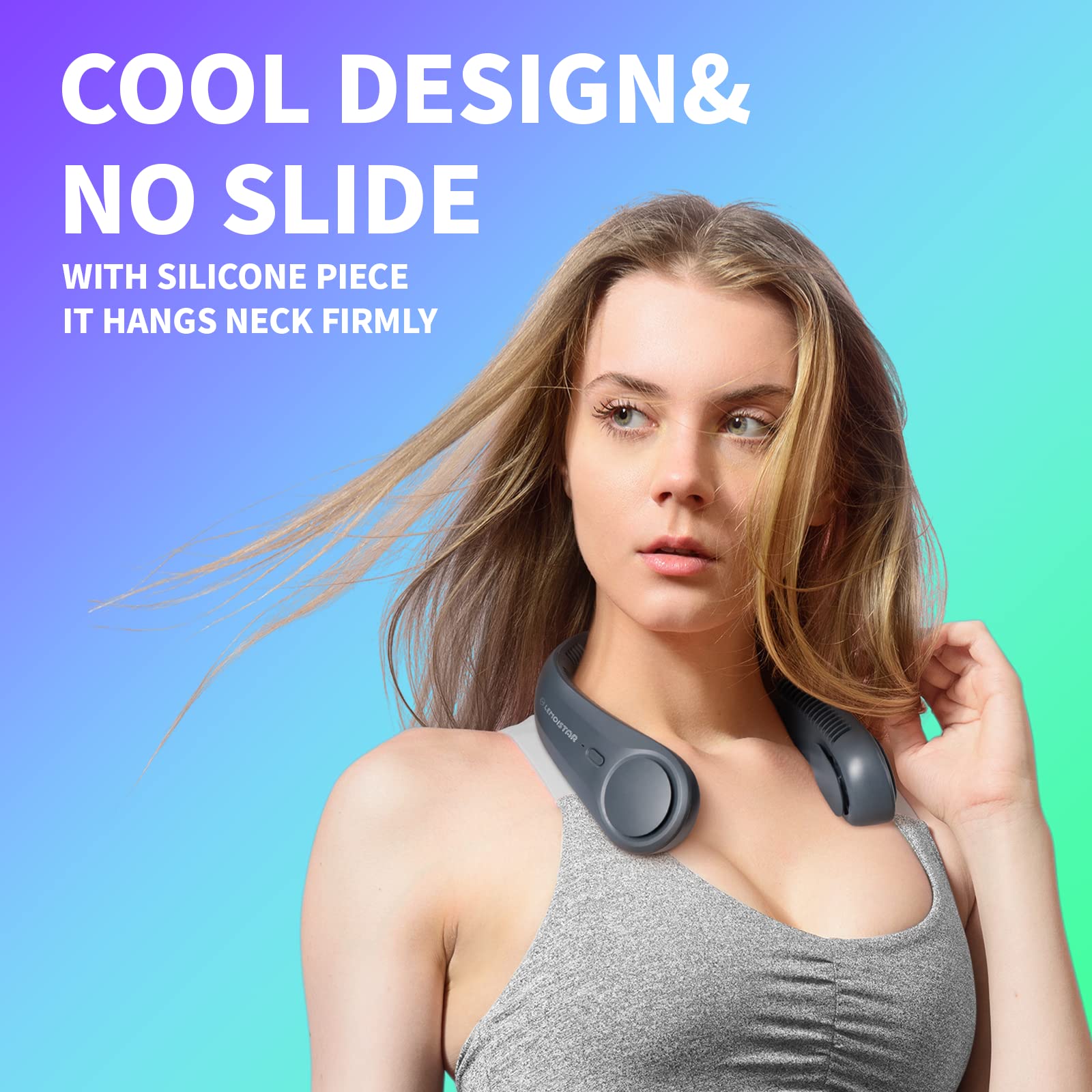 Portable Neck Fan with 3 Motors & 4000 mAh Battery - Hands-Free Wearable Cooling, USB Rechargeable, Battery Operated Personal Cooler ,3-Speed Quiet Bladeless Design for Travel/Office/Home/Work