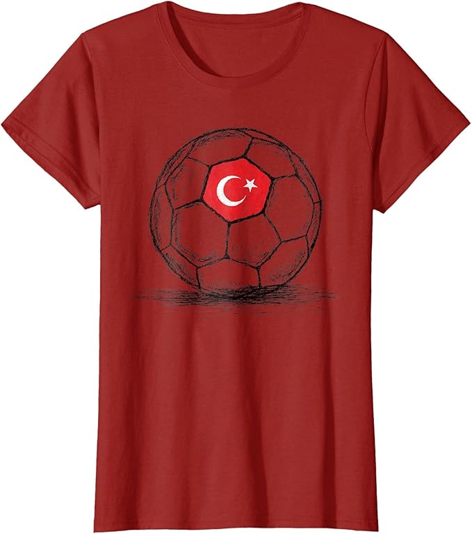 Turkey Turkish Turk Flag Design On Soccer Ball TShirt