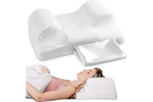 YOURFACEPILLOW Your Face Pillow-Back Sleeper Beauty Pillow, Cervical Neck Pillow Contour Memory Foam Pillow, Ergonomic Neck, Back & Shoulder Support. Back Sleeping Reduces Pressure on Skin - Standard with Satin Case