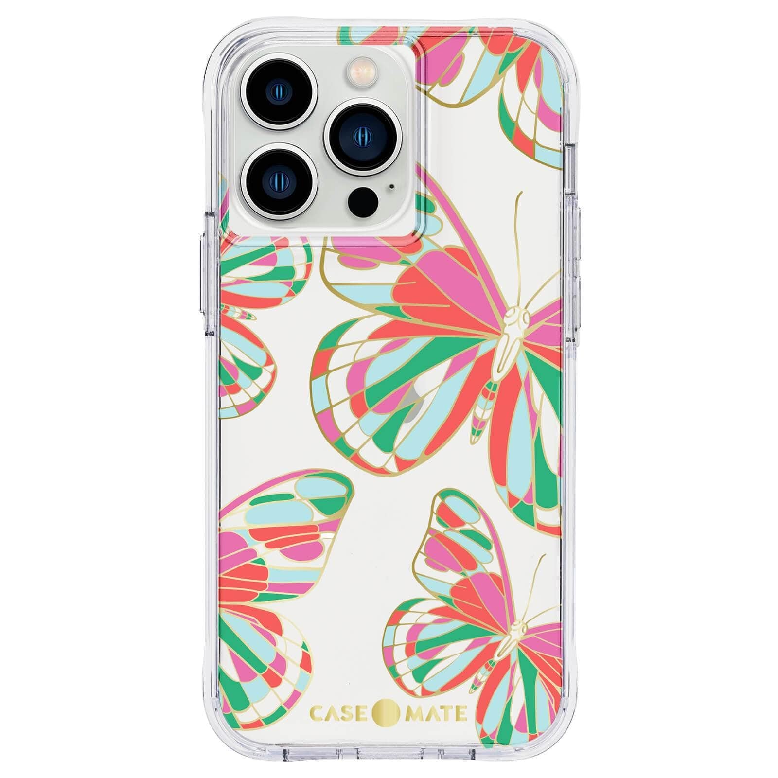 Case-Mate iPhone 13 Pro Case for Women [10ft Drop Protection] [Wireless Charging] Tough Prints Phone Case for iPhone 13 Pro – Cute Gold Foil Element Phone Cover, Anti Scratch – Butterflies