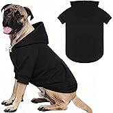 5XL Dog Sweaters for Large Dogs,Extra-Large Dog Hoodie,Cozy Fleece Interior Sweatshirt with Hood & Pocket,Leash Hole,Pet Clothes Sweater Hoodie for Large Dogs,Black&5XL