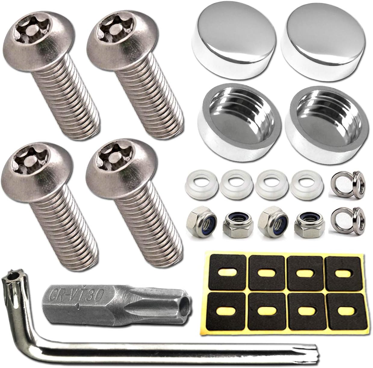 Aootf License Plate Screws Anti Theft Rust Stainless Steel Plate Screws Resistant Security