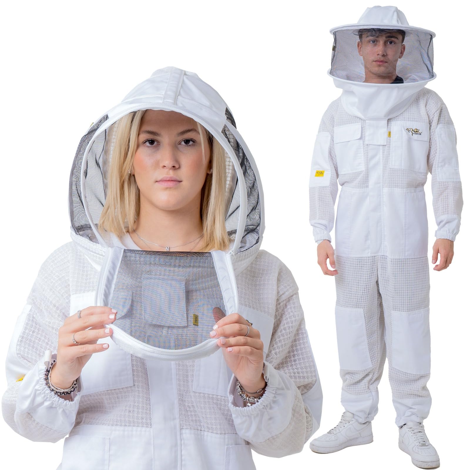 Photo 1 of OZ ARMOUR Three Layer Mesh Ventilated Beekeeping Suit, Sting proof Beekeeper Suit with Fencing & Round Brim Hat (Extra Large)
