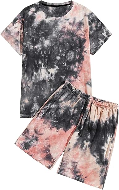 tie dye pajama short set
