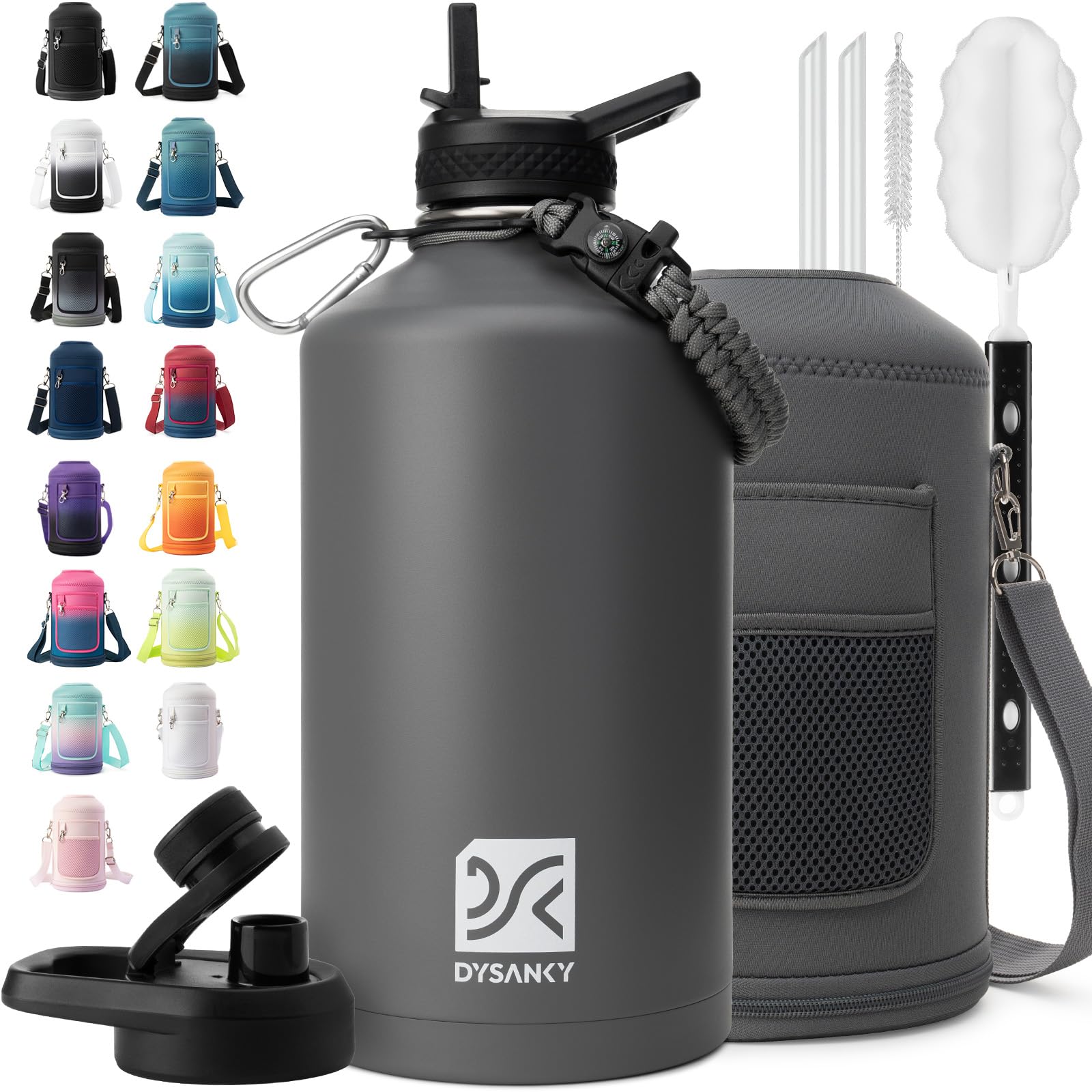 DYSANKY 1 Gallon Water Bottle Insulated | Thickened Stainless Steel Vacuum Metal Water Jug | Portable Sports Large for Gym and Hiking with Straw, Carrier Bag, Handle Strap | BPA-Free 128 oz Image DYSANKY 1 Gallon Water Bottle Insulated | Thickened Stainless Steel Vacuum Metal Water Jug | Portable Sports Large for Gym and Hiking with Straw, Carrier Bag, Handle Strap | BPA-Free 128 oz Image