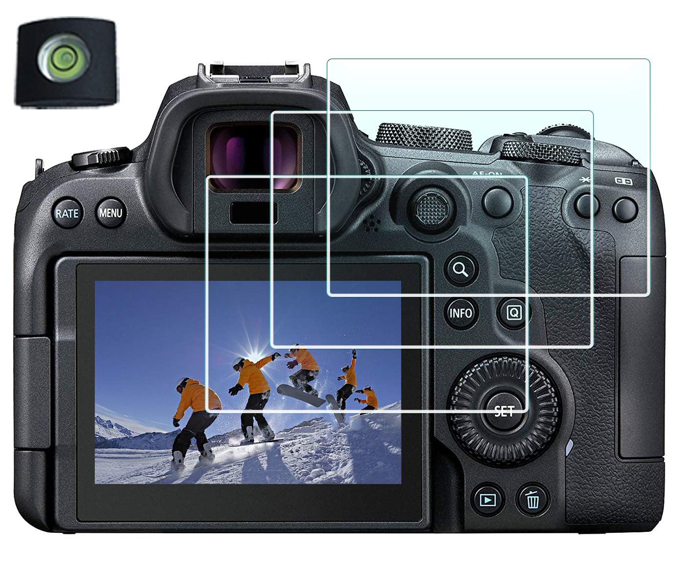 HUIPUXIANG Screen Protector for Canon EOS R7 R6 (Not Fit R6 MarkII) Camera with Hot Shoe Cover Tempered Glass Film, 0.3mm High Definition 9H Hardness [3+1 Pack]