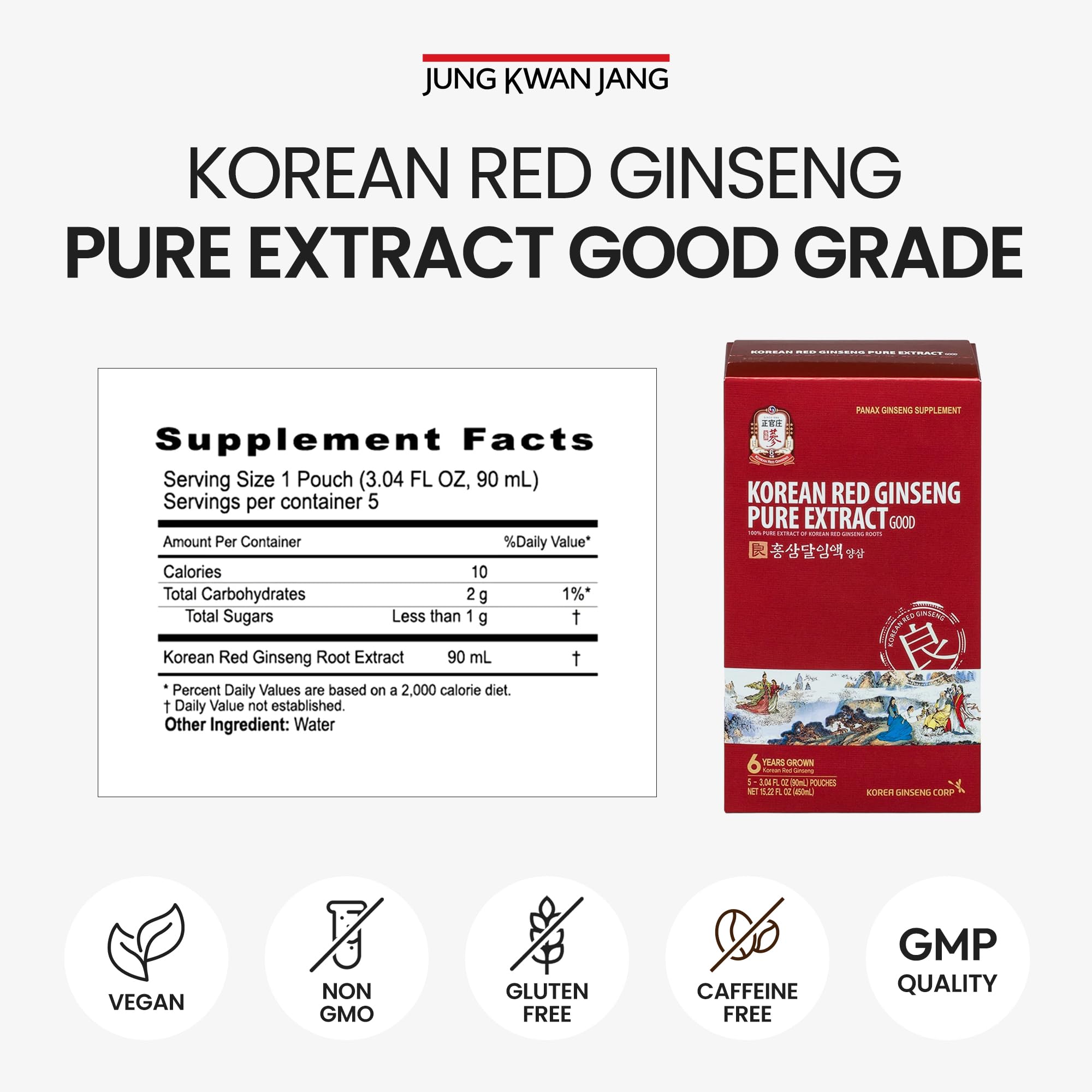 JungKwanJang Korean Red Ginseng Pure Extract Good | Korean Red Ginseng, Ginseng Extract with Premium Grade Ginseng | Boosts Energy, Immunity, Stamina, Blood Circulation | 30 Count
