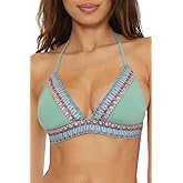 Becca Crochet Trimmed Halter Bikini Top, Adjustable, Tie Back, Swimwear Separates for Women