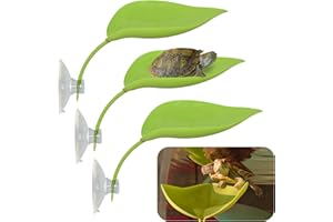 JJMOLLE Turtle Basking Platform, 3PCS Tree Frog Tank Accessories, Leaf Shape Bearded Dragon Basking Platform with Suction Cups, Leopard Gecko Tank Accessories, Turtle Tank Decor (Green)