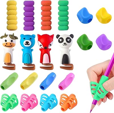 WanderGo Pencil Grips 20 Pcs Soft Silicone Finger Handwriting Corrector