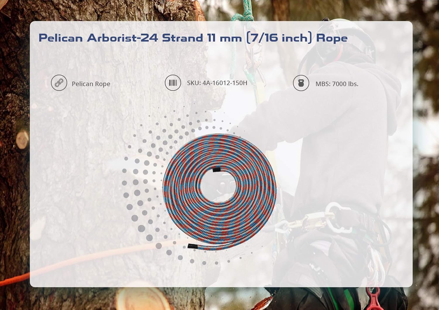 Pelican Arborist-16 Strand 12.7 mm (1/2 inch) Rope - 7000 lbs Breaking Strength : Sports & Outdoors
