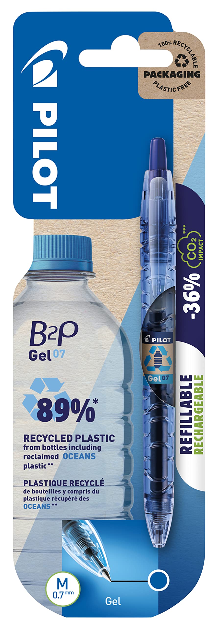 Pilot Pen 2719703BC B2P Bottle to Pen Gel Pen Begreen M 0.7 mm Blue