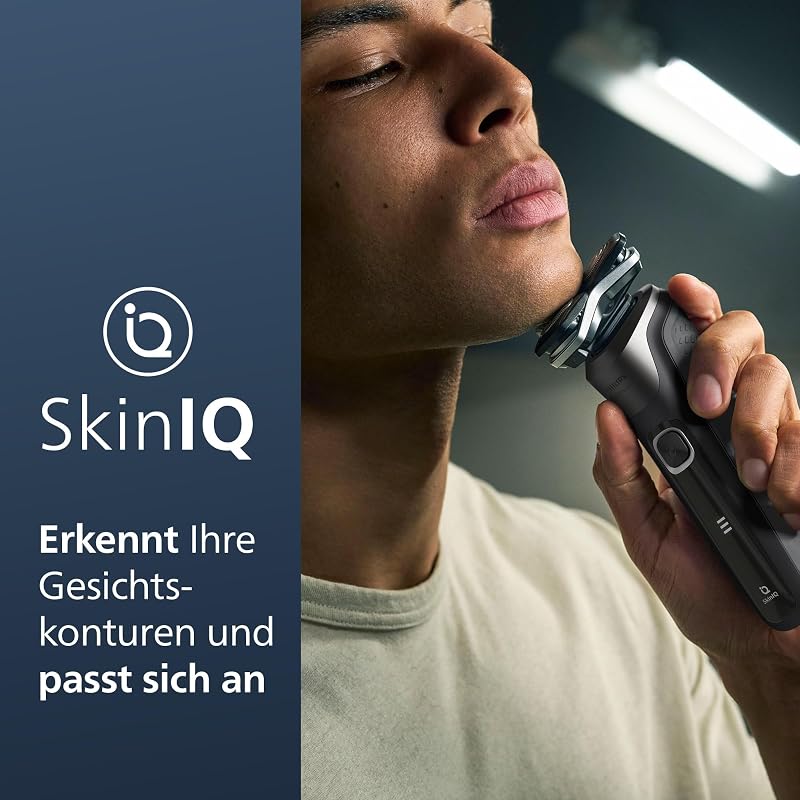 Shaver Series 5000 – Elektrischer Rasierer für Herren, Nass- & Trockenrasierer in Carbongrau, integrierter ausklappbarer Trimmer, weiche Tasche, Schutzkappe & Ladestation (Modell S5887/13) — Foto 3 von 7