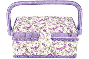 SHEENS Floral Printed Sewing Basket, Flower Design Vintage Sewing Basket Sewing Kit Storage Box for Storage Sewing Kit
