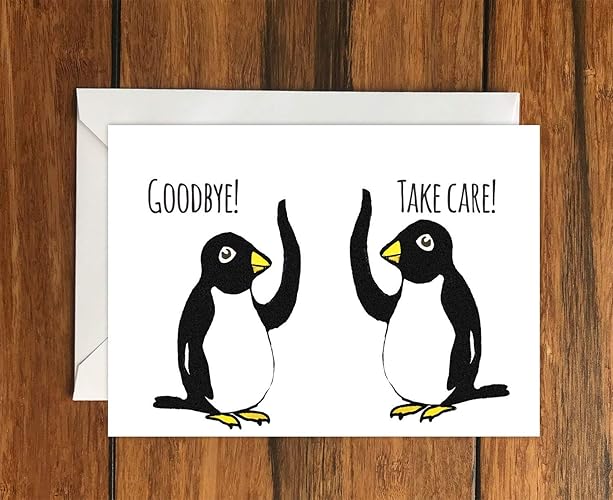Goodbye Take Care penguins greeting card A6 Amazon.co.uk Handmade Products