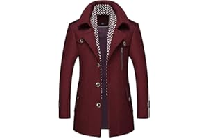 CHARTOU Men's Stylish Scarf Single Breasted Wool Walker Coat Thick Winter Jacket-6 Colors