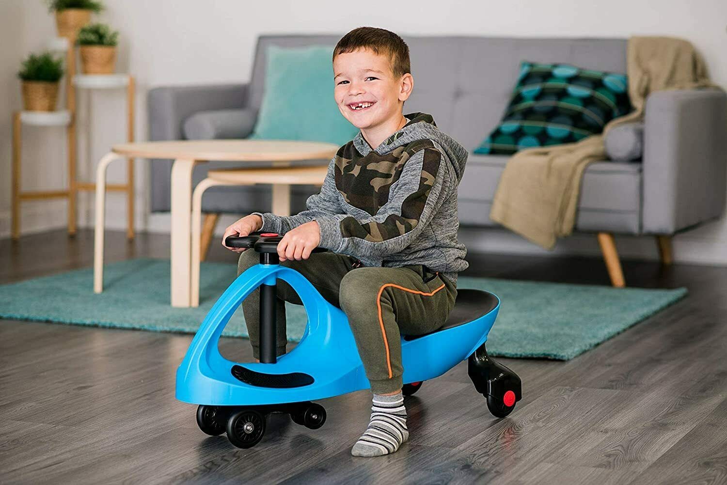 Girls & Boys Swing Wiggle Car Ride On Twist & Go Scooter Car Red Blue Green (Blue) by BSL