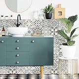 indabyo 20pcs Vintage Victorian Tile Stickers 15x15 cm Moroccan Grey Beige view 6