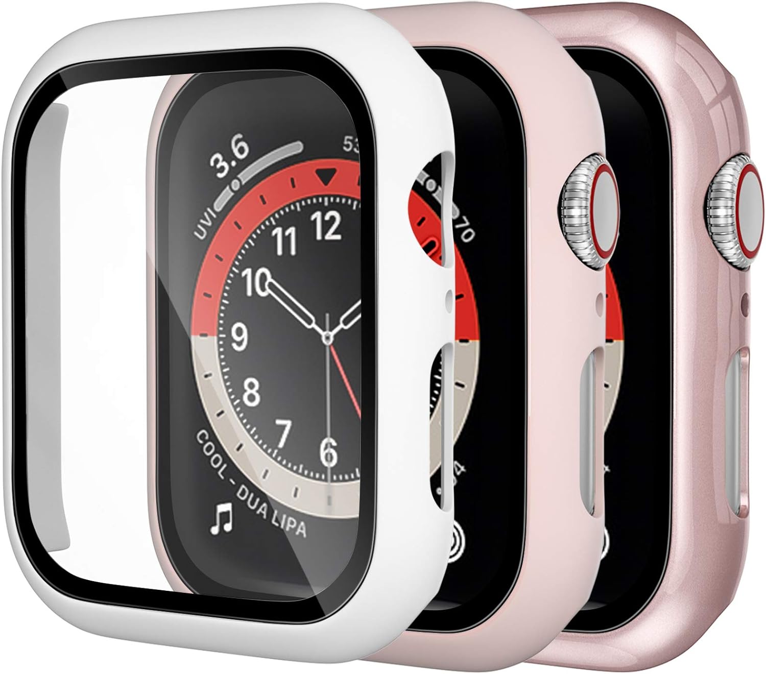 Dirrelo 3 Pack PC Case Compatible with Apple Watch Series 6/5/4/SE 40mm Tempered Glass Screen Protector