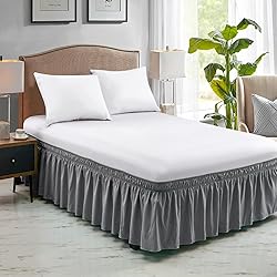 FreshCulture Queen Bed Skirt, Elastic Wrap Around