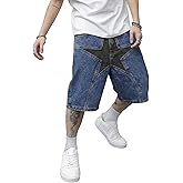 Vamtac Mens Jorts Baggy Jean Shorts Y2k Star Shorts Skateboard Wide Leg Denim Shorts Casual with Pockets 2026