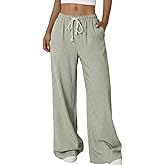 Acelitt Women’s Wide Leg Palazzo Pants Casual Loose Lounge Pants Beach Trousers with Pockets(Too Large, Please Size Down)