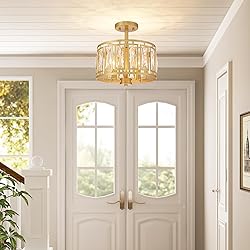 Crystal Ceiling Light Fixture, Modern Semi Flush