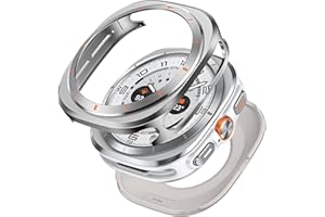 VeveXiao 2 in 1 Metal Rugged Case Compatible with Samsung Galaxy Watch 7 Ultra Case, Aluminum Shockproof Protective Bumper Cover for Galaxy Watch 7 Ultra (2024) 47mm Metal Case (Grey Orange)