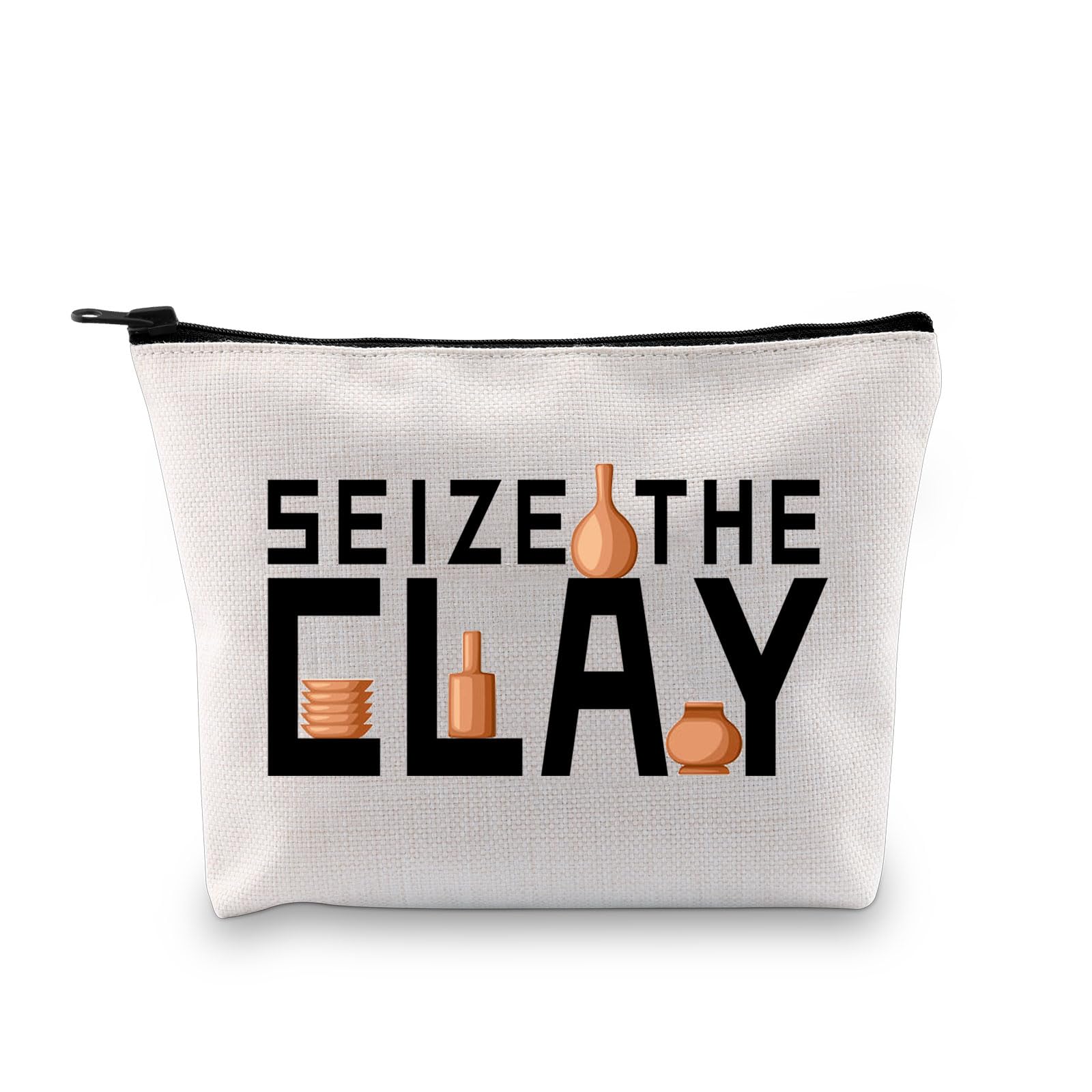 PLITI Ceramic Artist Gifts Ceramic Lovers Gifts Seize The Clay Pottery Makeup Bag Pottery Artist Gift Art Teacher Gift (Seize The Clay bagU)
