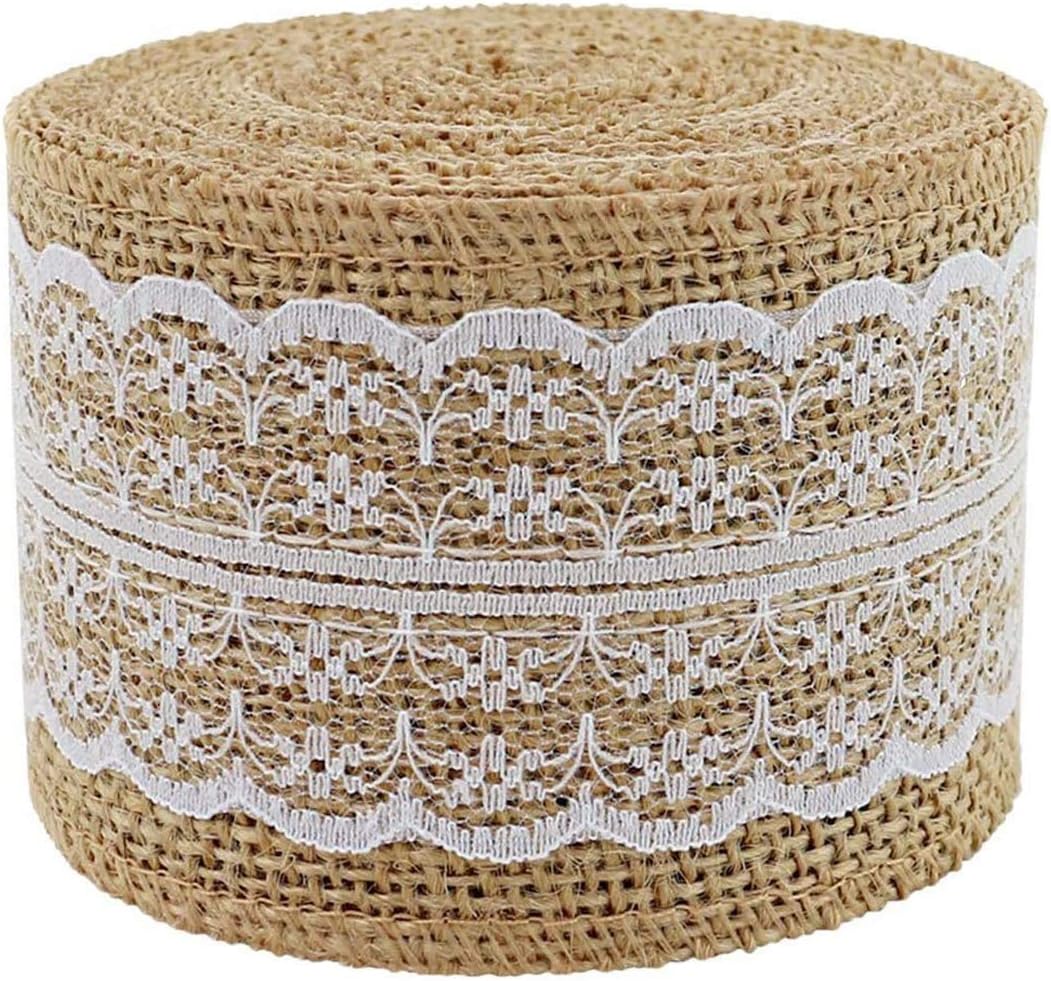 20M*6CM Burlap Jute Lace Hessian Ribbon for Crafts Home Wedding Decor