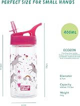 Polar Gear Kids Water Bottle 400ml Unicorn BPA Free Leakproof with Straw view 3