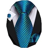 Barry.Wang Classic Mens Ties Silk Necktie Pocket Square Cufflinks Set Woven Designer Wedding Business