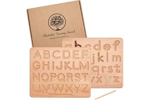 JETM·HH My First Learn to Write Wooden Alphabet Tracing Board Preschool Handwriting Practice for Kids Age 3 4 5 Double-Sided Learning to Write ABC Educational Toy Game Fine Motor Montessori Gift