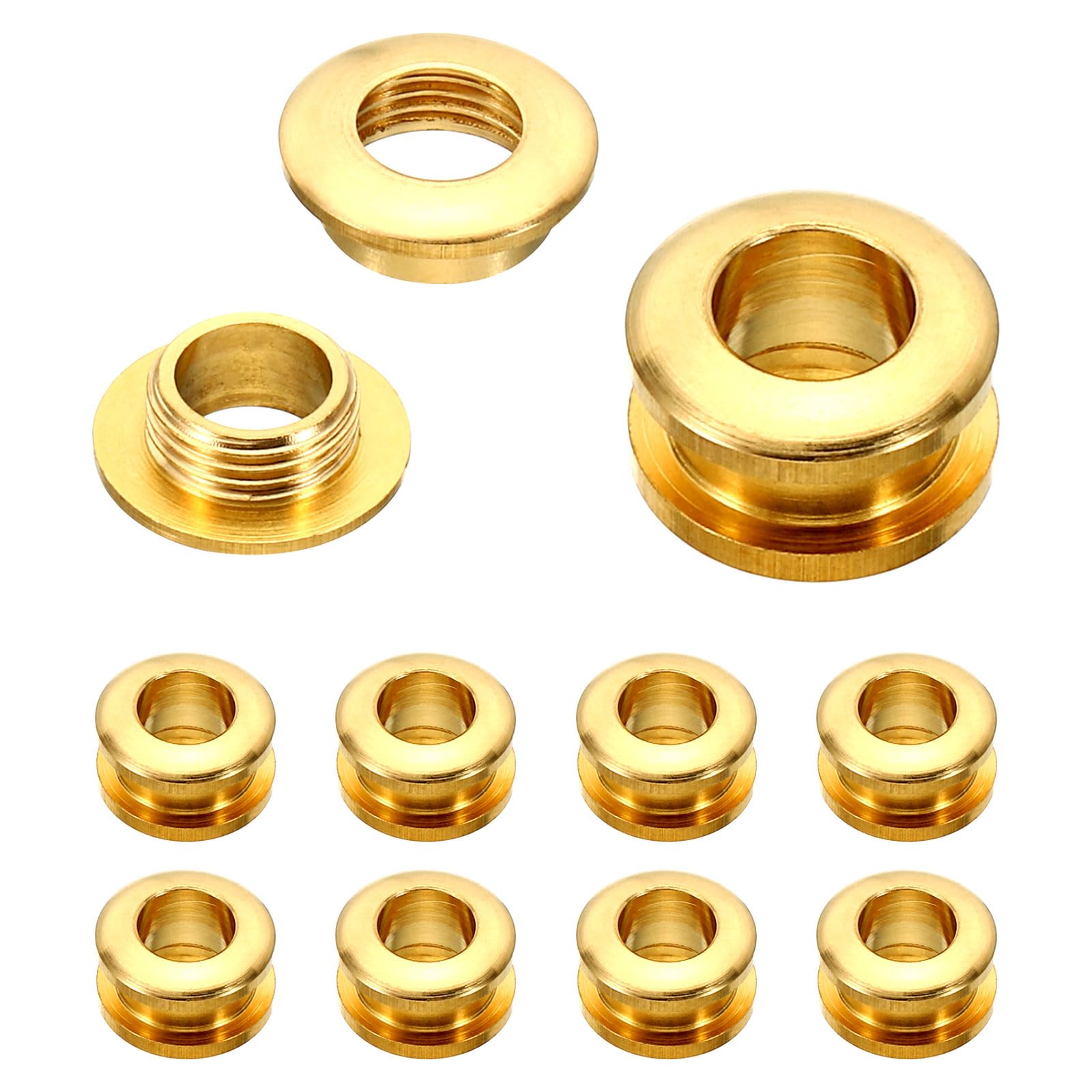 PATIKIL 7mm(2/7 Inch) Solid Brass Hole Eyelets, 10 Pcs Arc Surface Self Backing Grommets with Washer for Leather Craft, Brass Tone — image 1